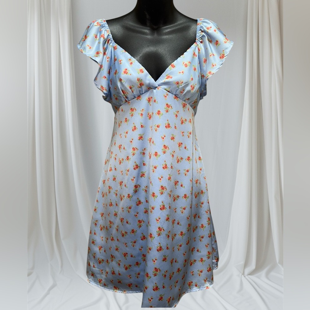 Altar'd State Light Blue Mini Satin Dress size M